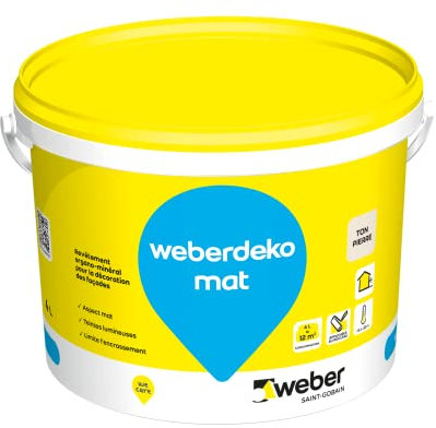 Weber Peinture pour façade, ton pierre, 4L, finition et décoration des façades neuves et anciennes, WEBERDEKO MAT