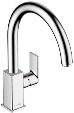 hansgrohe Vernis Shape M35 - Küchenarmatur, 1 Stahlart, Wasserhahn Küche mit Auslaufhöhe 210 mm, Mischbatterie Küche 360° schwenkbar, Chrom