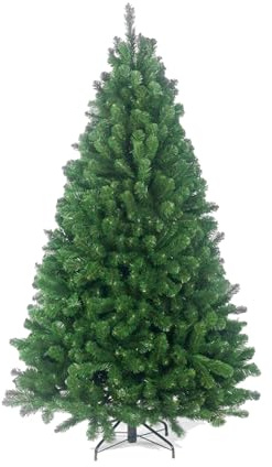 Artificial Christmas Tree Large Colorado Pine Bushy Spruce Thick Tips with Metal Stand Quality Xmas Tree Ideal for Festive Season Indoor-Outdoor Décor (Green 7ft, 1200 Tips)