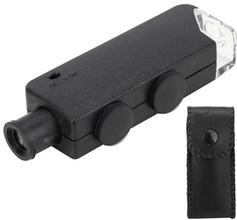Telituny Mini microscopio de Bolsillo portatil, 60-100X microscopio para niños con luz, Lupa de joyero Ajustable, Lupa de Mano, para joyería, Diamantes, Gemas, Monedas, Grabados