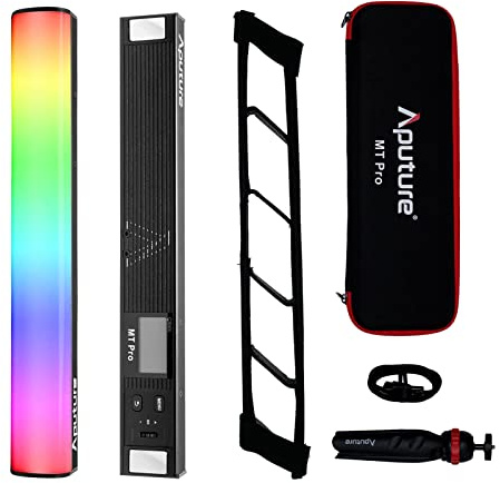 Aputure MT Pro,RGBWW Mini Tube Light,36 Pixel-Mappable,7.5W 2000K to10000K,9 Built-in Battery System FX with Grid and Tripod