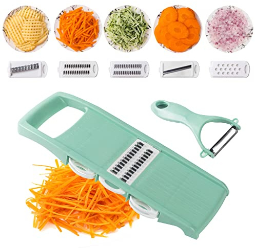 Nbguigdstr Mandolina Affettatrice per Cucina 7 in 1 Verdure/Formaggio/Patate/Carota/Cetriolo, Affettatrice, Cutter, Grinder, Waffle Fry Cutter Per Patate, Julienne Peeler