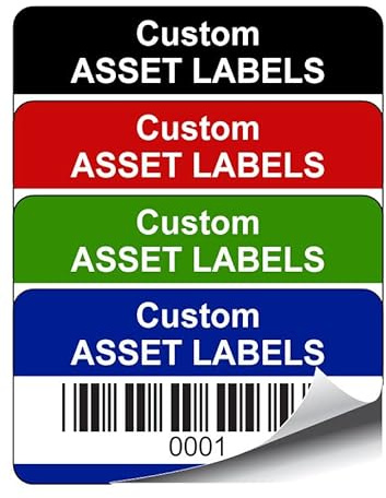 250 Personalised Custom Barcode Asset Tag Labels - 38mm x 20mm Permanent Synthetic PP Labels - Simply Choose a Colour, Add Text and Identify Numbers Required (P/NO. CALB)