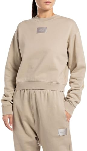 Replay Damen Sweatshirt aus Baumwolle, Grau (Light Taupe 803), S
