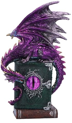 Nemesis Now Dragon Fable 24 cm, Resina, Morado, dragón sobre Libros embrujados, Adorno de dragón Morado Brillante, artículos de Regalo coleccionables, Fundido en la Mejor Resina, Pintado a Mano por