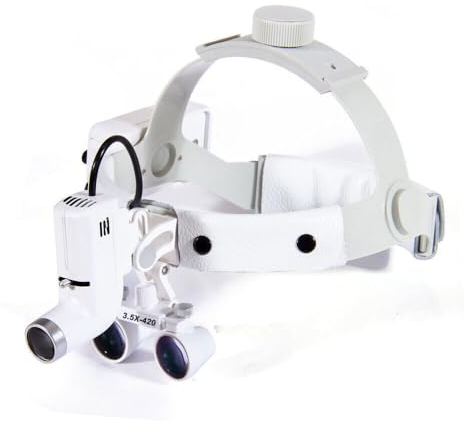 Lupenbrille mit Licht, Lupenbrille Zahnarzt 3.5x420mm Hände Kopflupe mit Lampe Kopflupe für Chirurgisch Modellbau Juweliere Bastel