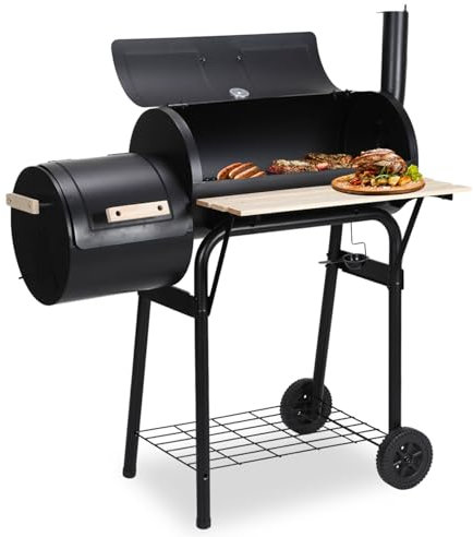 Gimisgu Barbecue au charbon de bois XXL avec étagères, réservoir à charbon et thermomètre intégré, parfait pour les barbecues et les fêtes de jardin