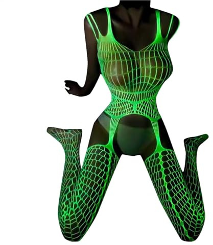 Lunaobrik Glows in the Dark sockor – lårhöga nätstrumpor, nätstrumpor för kvinnor | Elastiska mörklysande nätstrumpor för flickor, damstrumpbyxor med hög midja för nätter,
