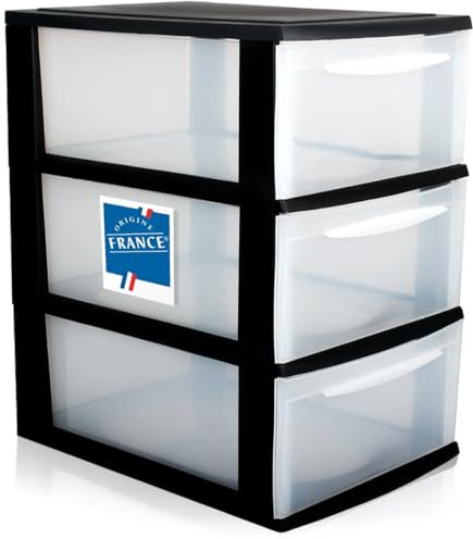 Schubladenbox A4 Schubladenschrank Kunststoff Schreibtisch Organizer mit 3 transparenten Schubladen Aufbewahrungsturm (8,71L Schubladen)