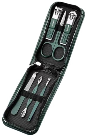 Kit de aseo de tijeras de uñas,Kit de manicura y de 6 piezas Juego de cortaúñas - de aseo de cuidado de de acero portátil con estuche para salón de belleza, lugar de trabajo, viajes