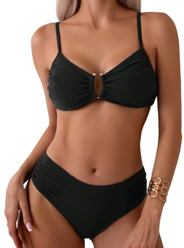 Bikini Mujer Push Up Deportivo Cintura Alta Traje de Baño Dos Piezas Conjunto de Bikini Biquini Cintura Alta Beachwear Más Tamaño Swimsuit Conjunto de Bañadores Verano Natación