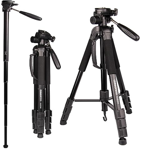 CAMBOFOTO 176.5cm/70 Profi-Dreibein-Einbeinstativ Kombi aus Aluminiumlegierung – Leichtbau-Design für DSLR/SLR