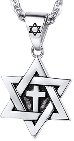 PROSTEEL David Star of David Hänge Halsband med kors i rostfritt stål