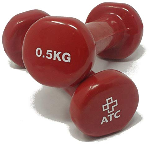 ATC Handels GmbH Hanteln aus Vinyl 1 Paar – Kurzhanteln, Kurzhantelset, Krafttraining, kleine Hanteln für Gymnastik, Rehasport, Fitness und Aerobic, 0,5 kg