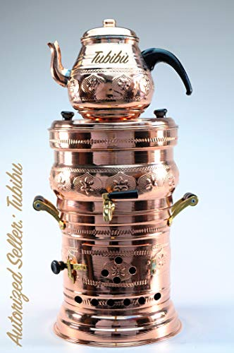 Juego de tetera samovar de cobre, samovar de cobre verdadero de color gris hecho a mano