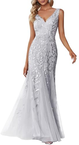 Ever-Pretty Women's Sexy V Neck Sleeveless Elegant Floor Length Long Mermaid Prom Evening Dresses 07886