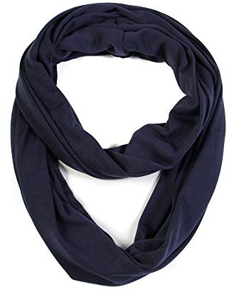 Super Soft Cotton Blend Lightweight Solid Color Multi Loop Infinity Scarves, Navy, One-Size