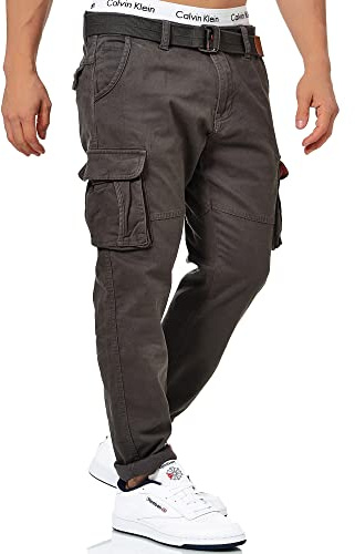 Indicode Uomini Mathen Cargo Pants | Pantaloni Cargo in 98% Cotone Inclusa Cintura