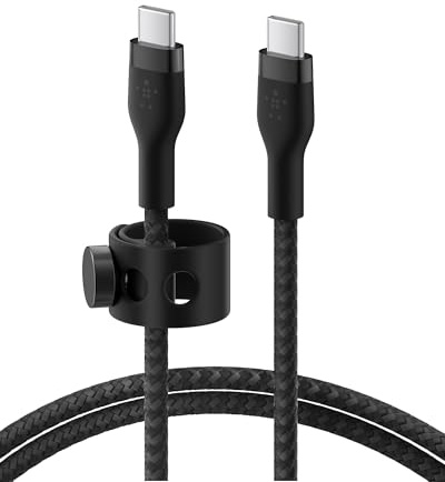 Belkin BoostCharge Pro Flex Braided USB C charger cable, USB-IF certified Power Delivery PD type C fast charging cable for iPhone 16, 15, Galaxy S24, S23, MacBook Pro, iPad, Pixel and more – 2m, black