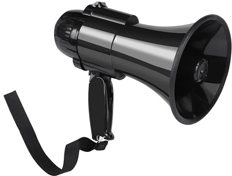 30 Watt Power Portable Megaphone Bullhorn Speaker Voice, Siren/Alarm and 240S Recording with Volume Control and Strap (Black)