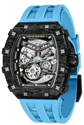 TSAR BOMBA Herrenuhr Automatik Uhren Herren Wasserdicht Herrenuhren Chronograph m?nner Armbanduhr für Herren Eleganz Edelstahlgehäuse/Kohlefaser/Diamantgehäuse/Harz