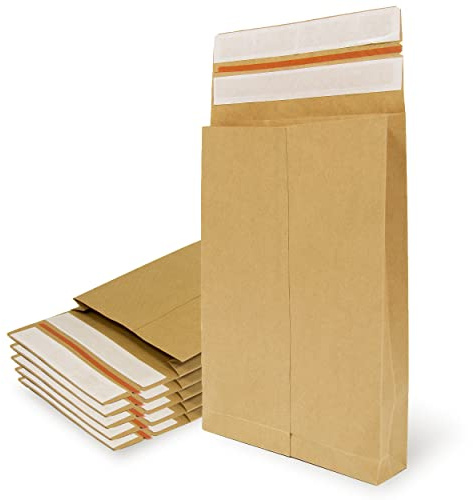 Buste in carta kraft con doppia striscia in silicone da 3 tasselli per spedizione e imballaggio. Sacchetti di carta per inviare vestiti, accessori, decorazioni o regali - Ofituria