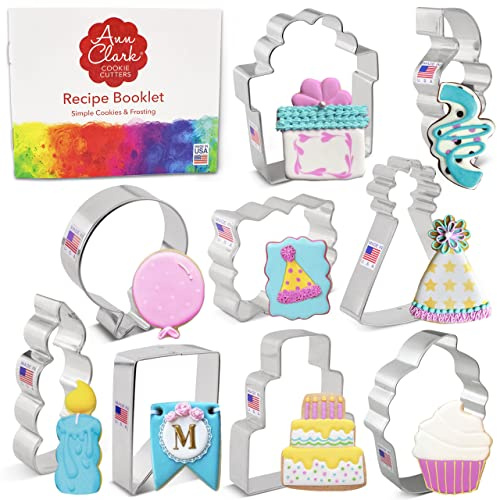 Ann Clark Birthday Cookie Cutter Set of 9, Made in USA