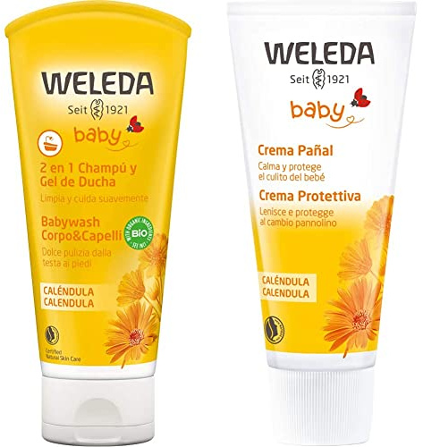 WELEDA Champú Y Gel de Ducha de Caléndula (1x 200 ml) & Crema Pañal de Caléndula (1x 75 ml) (9831EN)