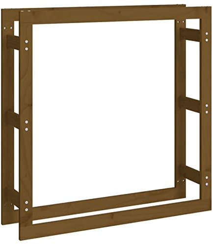 XIAOGUANG Kaminholzregal, Holzunterstand, Holzstapelhilfe, Aufbewahrung Holz, Holzregal, Brennholzregal Außen, Kaminholz Aufbewahrung, Honigbraun 100x25x100 cm Massivholz Kiefer