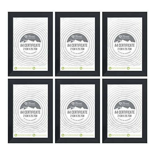 M1SS (Set of 6 - A4 Black Photo Frame Glass Window Premium Photo Picture Frame 21 x 29.7 CM For Home Family Office Decor, Classic Wall Mountable & Tabletop Frames