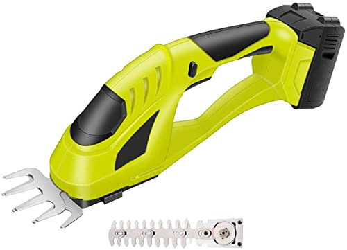 Tijeras cortacésped inalámbricas de 12 V, cortadora de setos portátil de alta potencia 2 en 1, pequeña eléctrica con batería/cargador de iones de litio de 2000 mAh, utilizada para podar plantas o