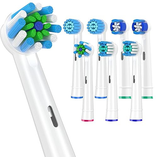 QLEBAO Testine di Ricambio Compatibili con Spazzolino Elettrico Braun Oral B,Spazzolino Elettrico Pro/Advance Power/Smart/Vitality/Genius SeriesTestine di Ricambio per Oral-B,8Pcs (bianco)