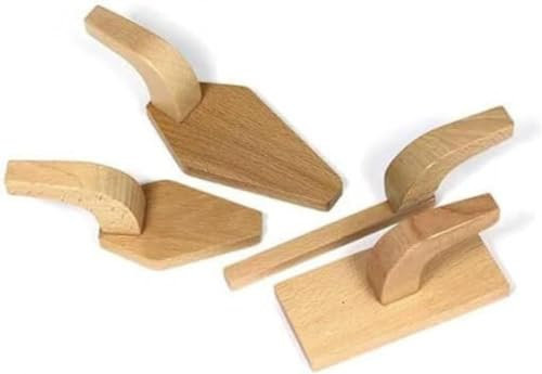 Children's Wooden Play Tools - 4PC Bricklaying Trowels Set for Pretend Construction Role Play - Educational Early Years Resources & Toys