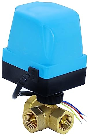 3 Wege Motorkugelhahn, 3 Wege Kugelventil Motorkugelhahn Zonenventil DN20 G3/4 Zoll Motorventil Elektrisches Ventil Messing Absperr Umschalt Kugelventil Zweiwegeventil für Flusssteuerung