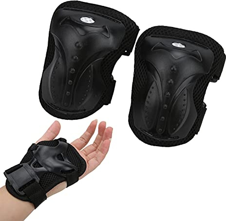 Kit de Equipo de Protección para Monopatín de 6 Piezas para Adultos, Rodilleras, Coderas, Muñequeras para Patinaje sobre Ruedas y Seguridad en Monopatín