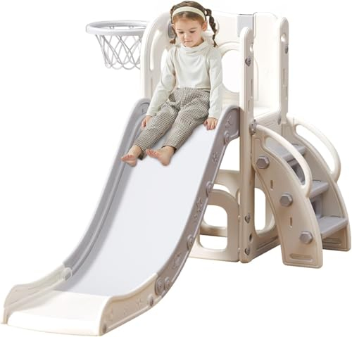 UBRAVOO Kinder Rutsche, Extralange Kleinkinderrutsche mit Laufstall, Stauraum und Rutschfesten Stufen, Indoor & Outdoor-Spielset, Freistehend Rutschlänge für Kleinkinder von 1–6 Monate Plus- Klein