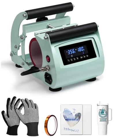 OFFNOVA 40 OZ Tumbler Heat Press Machine Mug Press Machine for Upper of 30oz 40oz Tumbler Sublimation Printing, 4 Adjustable Memory Modes Tumbler Press with Sublimation Paper, Tape and Gloves