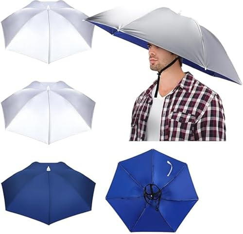 CMLLING Cappello a ombrello, compatto, pieghevole, per adulti, protezione da pioggia, sole, giardinaggio, pesca, escursionismo, spiaggia, costume, Argento