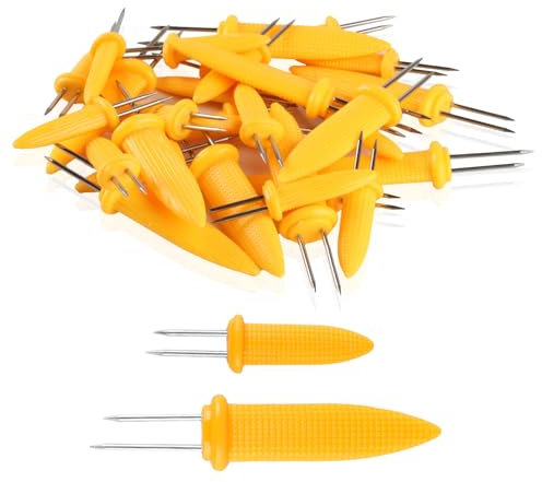 30 Piece Stainless Steel Corn Holder Skewers for Kitchen, BBQ, Camping and Picnic - Sweetcorn Forks for Party