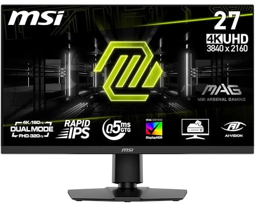 MSI MAG 272URDF E16 Gaming Monitor 27 Zoll UHD - Rapid IPS Panel 3840x2160, 0,5ms, DisplayHDR 400, AI Vision, Dual-Mode, HDMI 2.1, DP 1.4a, Neigung und Höhe verstellbar, Schwarz
