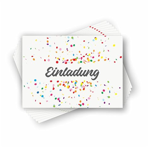 zartbesaitet.com Schöne Produkte aus Papier Lot de 10 cartes d'invitation - Confettis - Pour anniversaire, cérémonie de jeunesse