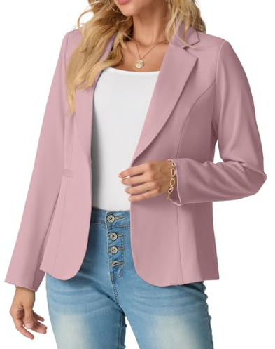 GRECERELLE Womens Blazer Suit Long Sleeve Ladies Jackets Casual Elegant Work Office Blazers Work,Wedding with Buttons Pockets for Women UK 8-20