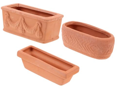 Mipcase Set 3 Pezzi Vasi in Terracotta Mini per Piante Succulente e Semi, in Argilla Ceramica Resistente Drenaggio per Casa e Giardino