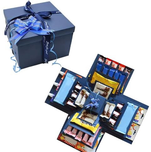 Boîte surprise, boîte cadeau créative à 5 couches, boîte à explosion, faite à la main, boîte cadeau pliable pour cadeau de Saint-Valentin, anniversaire, Noël