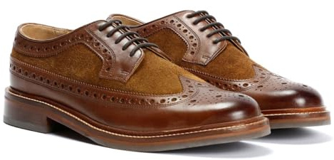 Chapman & Moore Longwing Brogue Scarpe in Pelle Marroni da Uomo con Lacci - EUR 44