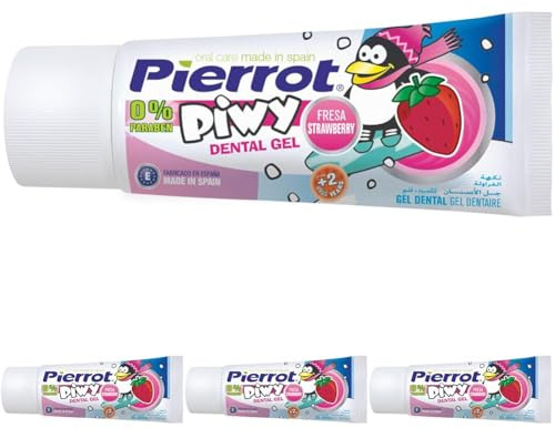 PIERROT Pasta/Gel dental Infantil 200mm Infantil Piwy Sabor Fresa 30Ml (Paquete de 4)