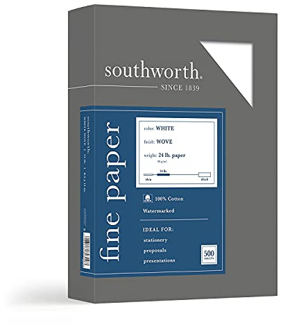 Southworth® 100% Cotton Business Paper, 8 1/2 x 11, 24 Lb, 100% Recycled, White, Box of 500