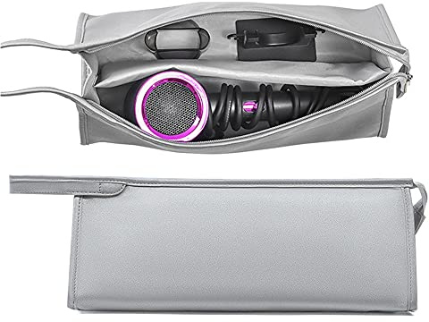 Hosoncovy - Custodia protettiva per asciugacapelli Dyson Supersonic e per styler Dyson Airwrap, in pelle PU, da viaggio (colore: argento)