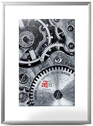 aFFa frames, Alu, Cadre photo en aluminium, facile à nettoyer, Rectangle, avec façade en verre acrylique, Silver Mat, 40x50 cm