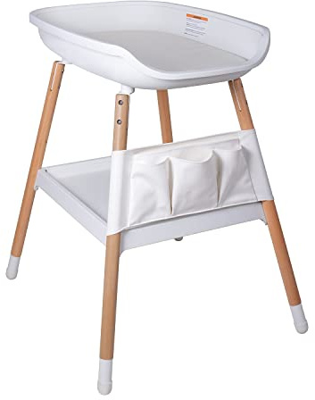 Beberoad Baby Changing Table, Changing Table Height Adjustable Diaper Table with Changing Pad Nursery Organizer and Large Storage Rack for Newborns Babies and Infants White